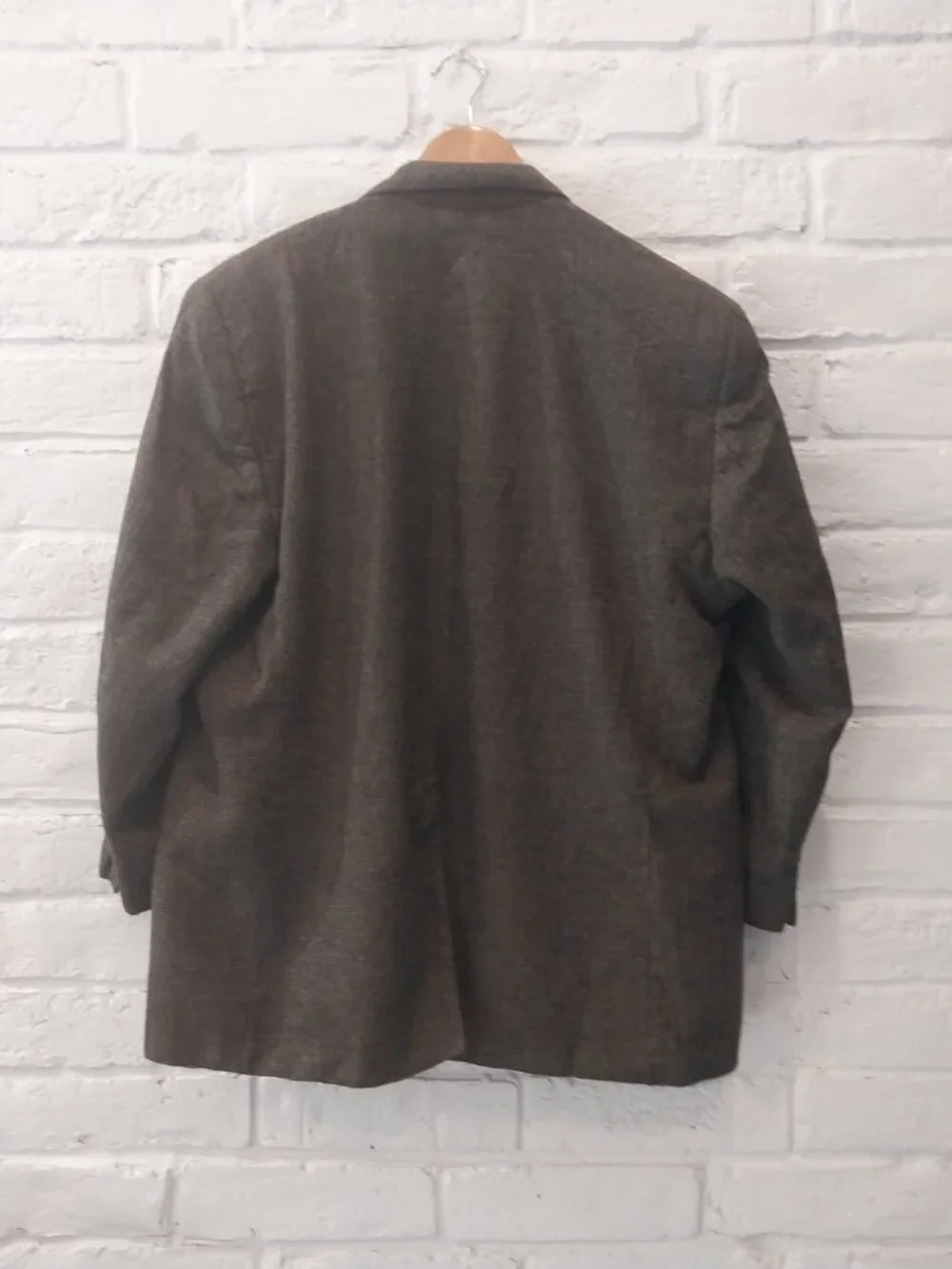 Chaps Ralph Lauren Blazer 100% Pure Wool 50R Brown Houndstooth Jacket Sport Coat